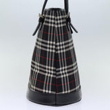 Luxury BurberrySs Nova Check Blue Label Shoulder Bag Canvas Black Auth bs13816