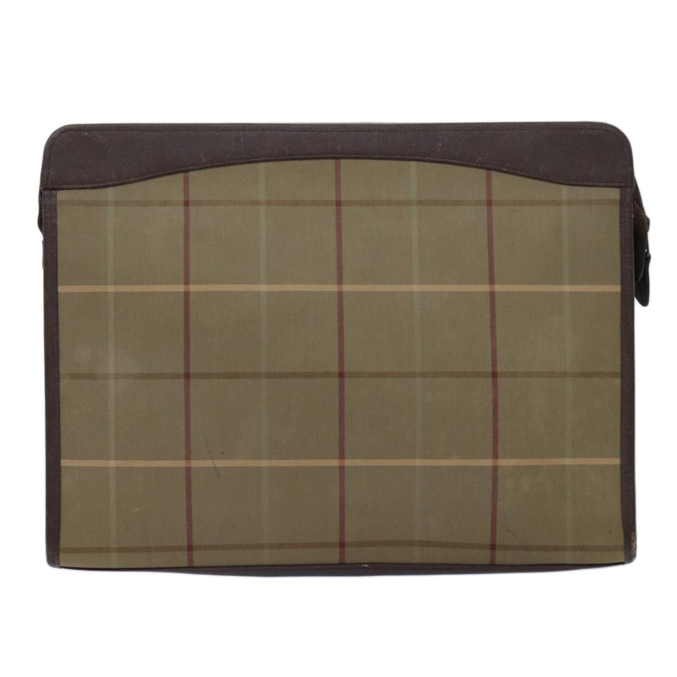 Luxury BurberrySs Nova Check Clutch Bag Canvas Brown Auth bs13823
