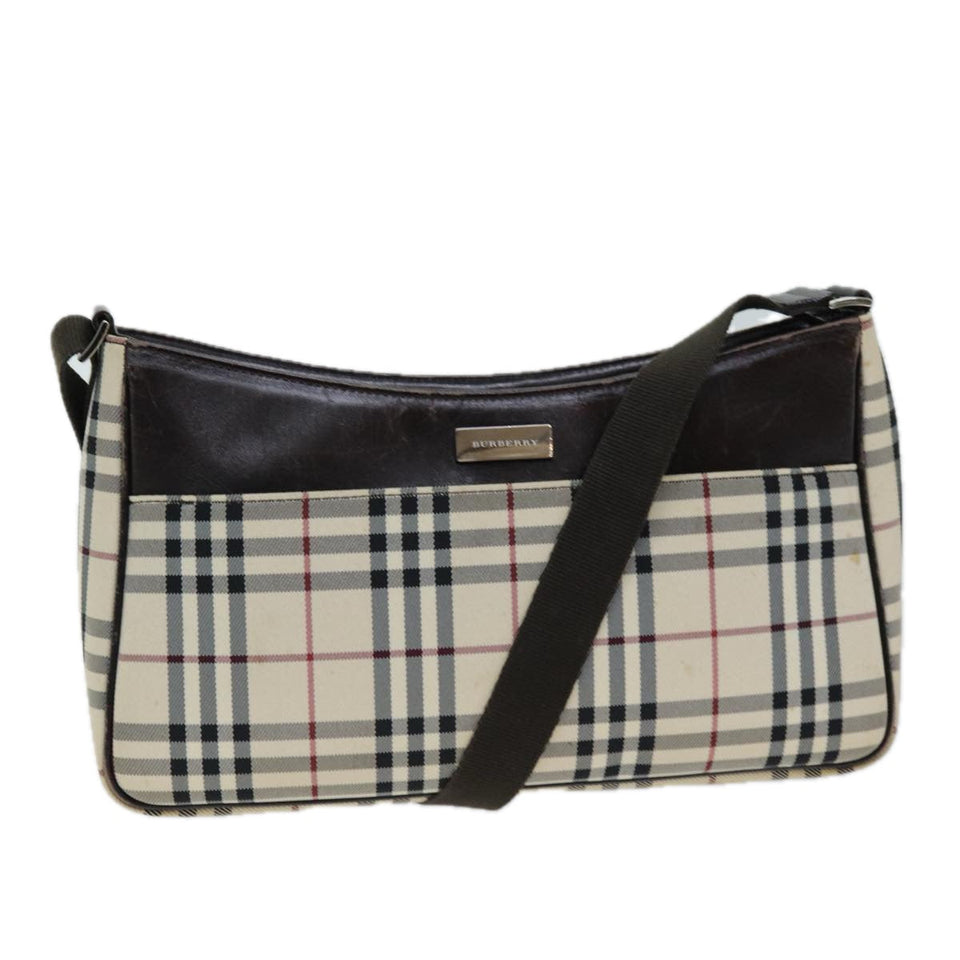 Luxury Burberry Nova Check Shoulder Bag Canvas Beige Auth bs13859