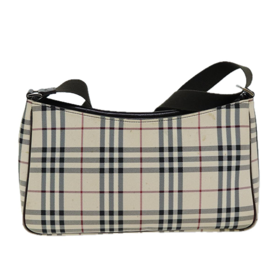 Luxury Burberry Nova Check Shoulder Bag Canvas Beige Auth bs13859