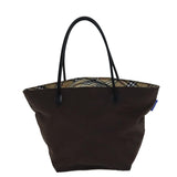 Luxury BurberrySs Nova Check Blue Label Tote Bag Nylon Brown Auth bs13863