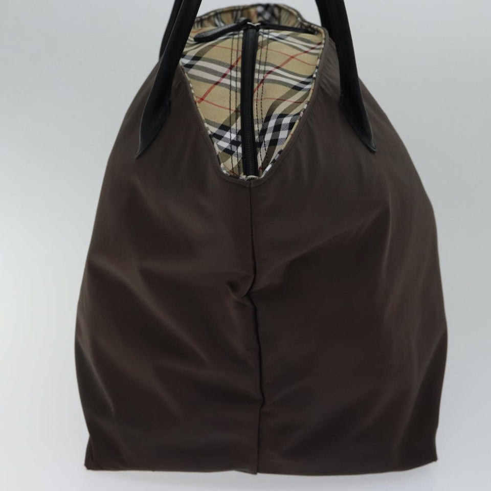 Luxury BurberrySs Nova Check Blue Label Tote Bag Nylon Brown Auth bs13863