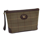 Luxury BurberrySs Nova Check Clutch Bag Canvas Brown Auth bs13864