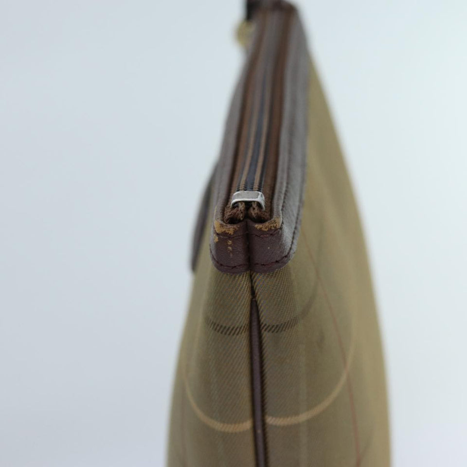 Luxury BurberrySs Nova Check Clutch Bag Canvas Brown Auth bs13864