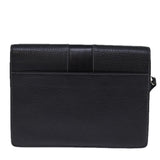 Luxury BurberrySs Clutch Bag Leather Black Auth bs13915