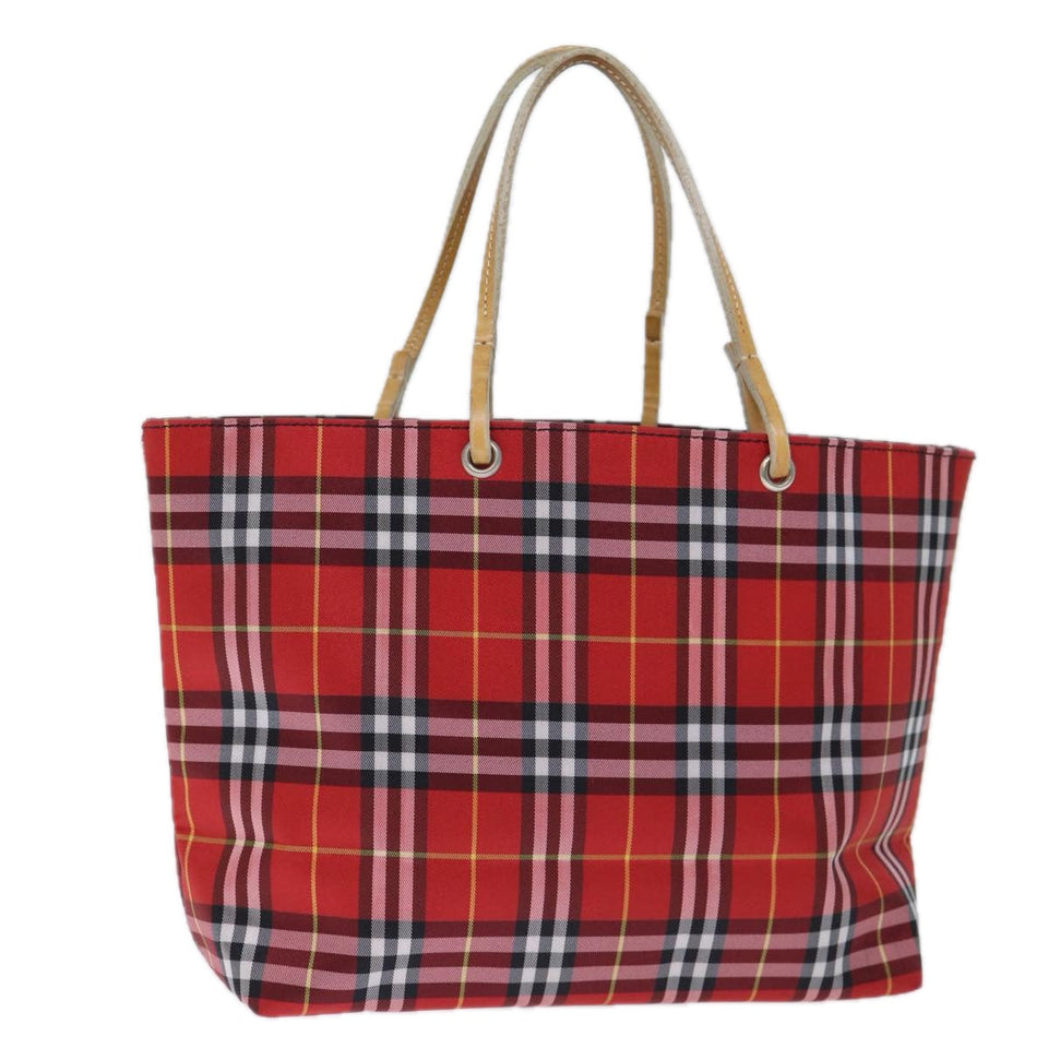 Luxury Burberry Nova Check Hand Bag Nylon Red Auth bs14025