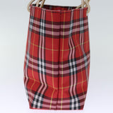 Luxury Burberry Nova Check Hand Bag Nylon Red Auth bs14025