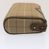 Luxury BurberrySs Nova Check Clutch Bag Canvas Beige Auth bs14027