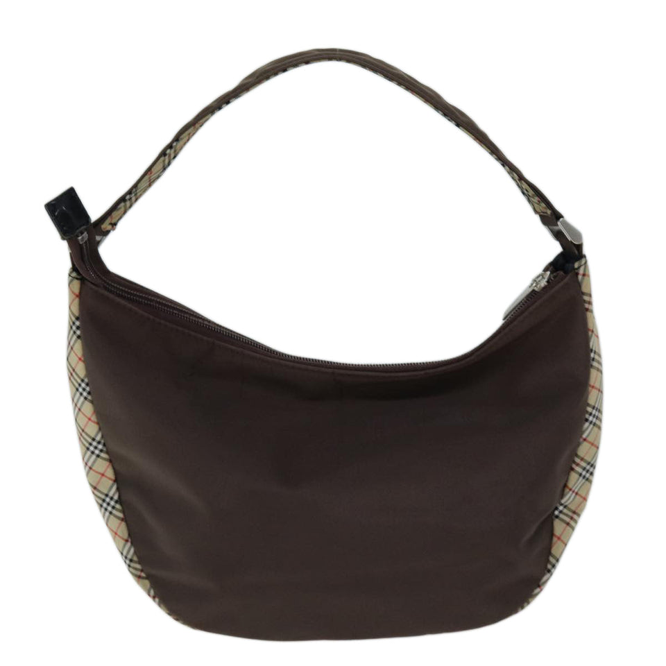 Luxury BurberrySs Nova Check Blue Label Shoulder Bag Nylon Beige Brown Auth bs14139