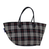 Luxury BurberrySs Nova Check Blue Label Tote Bag Nylon Black White Auth bs14251