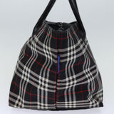 Luxury BurberrySs Nova Check Blue Label Tote Bag Nylon Black White Auth bs14251