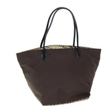 Luxury BurberrySs Blue Label Nova Check Tote Bag Nylon Brown Auth bs14252