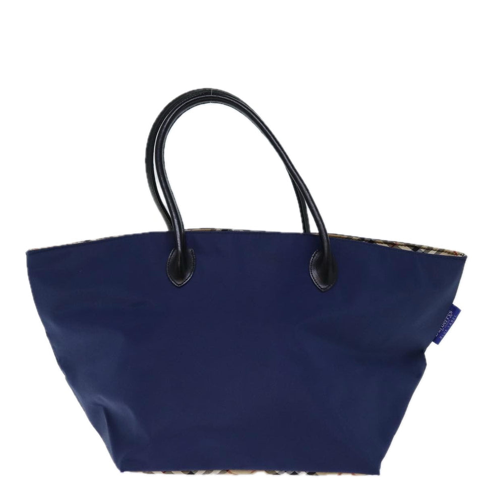 Luxury BurberrySs Nova Check Blue Label Tote Bag Nylon Navy Auth bs14253