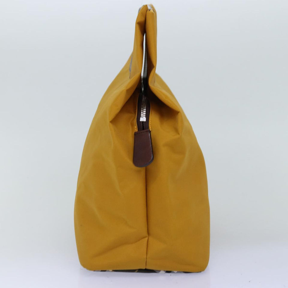 Luxury BurberrySs Nova Check Blue Label Hand Bag Nylon Yellow Auth bs14254