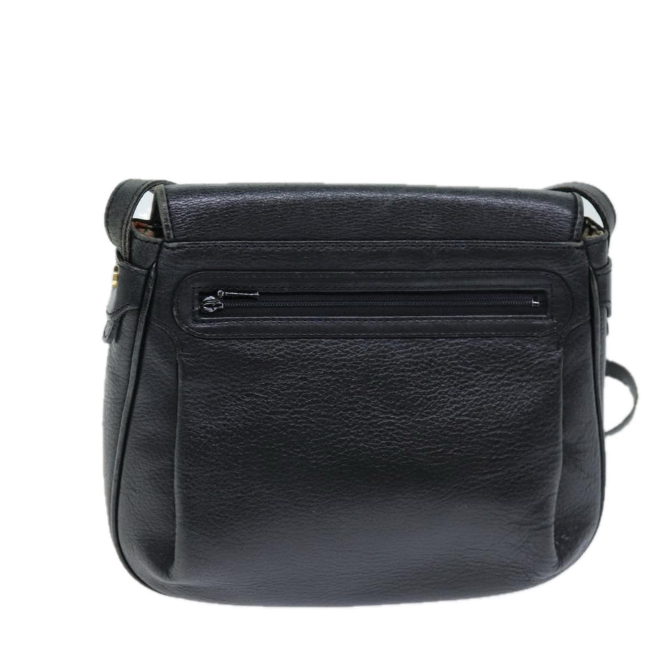 Luxury BurberrySs Shoulder Bag Leather Black Auth bs14276