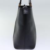 Luxury Burberry Tote Bag Leather Black Auth bs14319