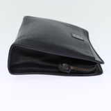 Luxury BurberrySs Clutch Bag Leather Black Auth bs14320