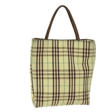 Luxury Burberry Nova Check Hand Bag Canvas Yellow Auth bs14382