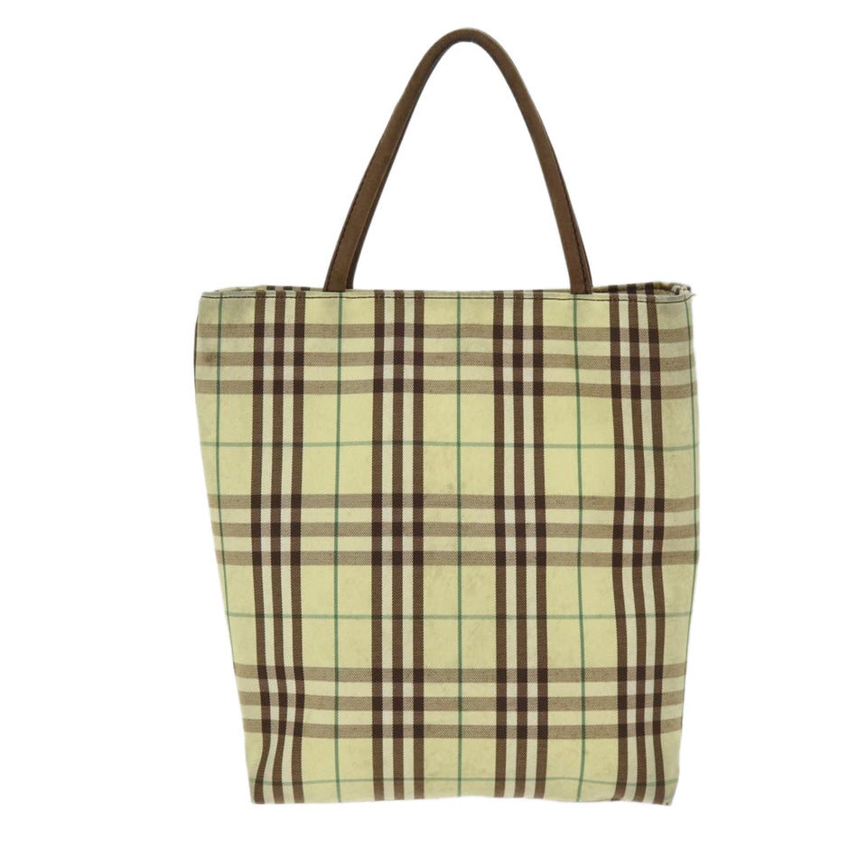 Luxury Burberry Nova Check Hand Bag Canvas Yellow Auth bs14382