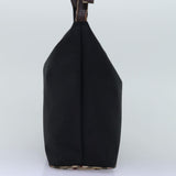 Luxury BurberrySs Nova Check Blue Label Shoulder Bag Nylon Black Beige Auth bs14387