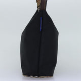 Luxury BurberrySs Nova Check Blue Label Shoulder Bag Nylon Black Beige Auth bs14387