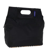 Luxury BurberrySs Nova Check Blue Label Hand Bag Nylon Black Beige Auth bs14388
