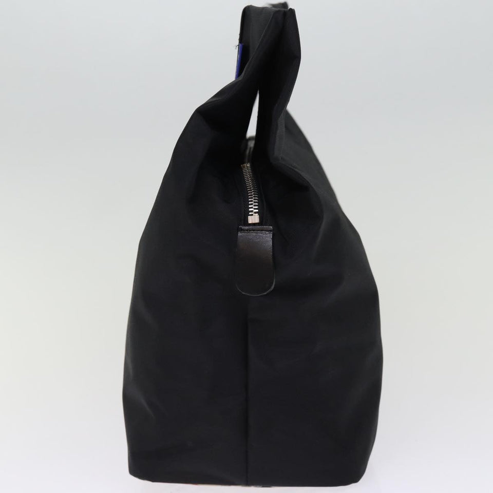 Luxury BurberrySs Nova Check Blue Label Hand Bag Nylon Black Beige Auth bs14388