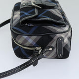 Luxury Burberry Nova Check Shoulder Bag Nylon Blue Black Auth bs14506