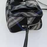 Luxury Burberry Nova Check Shoulder Bag Nylon Blue Black Auth bs14506