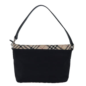 Luxury Burberry Nova Check Shoulder Bag Nylon Black Beige Auth bs14564