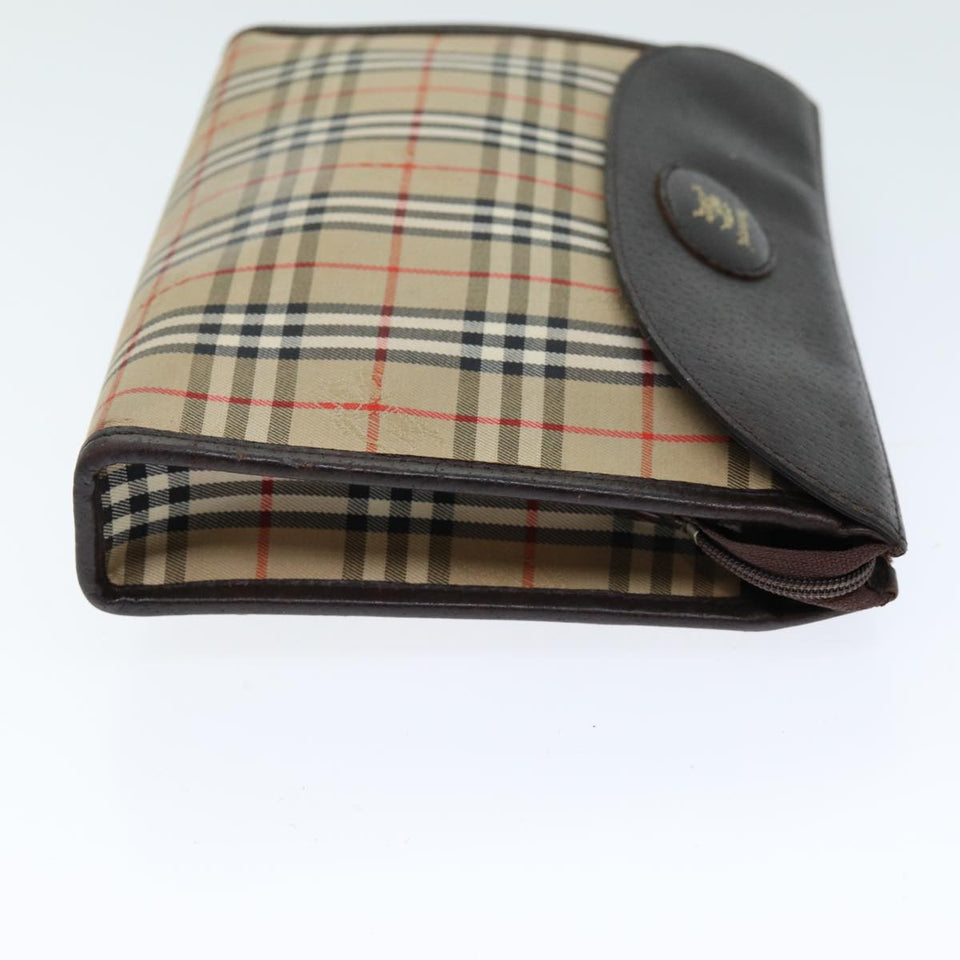 Luxury BurberrySs Nova Check Clutch Bag Canvas Beige Auth bs14645