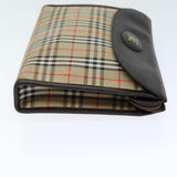 Luxury BurberrySs Nova Check Clutch Bag Canvas Beige Auth bs14645