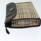 Luxury BurberrySs Nova Check Clutch Bag Canvas Beige Auth bs14645
