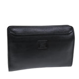 Luxury BurberrySs Clutch Bag Leather Black Auth bs14646