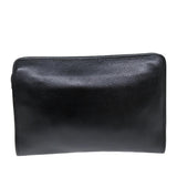 Luxury BurberrySs Clutch Bag Leather Black Auth bs14646