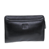 Luxury BurberrySs Clutch Bag Leather Black Auth bs14647