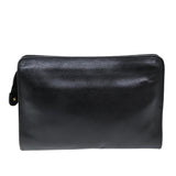 Luxury BurberrySs Clutch Bag Leather Black Auth bs14647