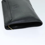 Luxury BurberrySs Clutch Bag Leather Black Auth bs14647