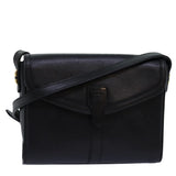 Luxury BurberrySs Shoulder Bag Leather Black Auth bs14648