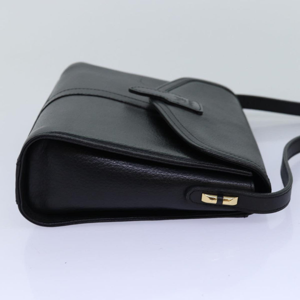 Luxury BurberrySs Shoulder Bag Leather Black Auth bs14648