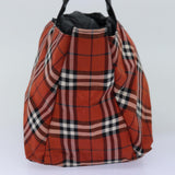 Luxury Burberry Nova Check Hand Bag Nylon Red Auth bs14690
