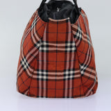 Luxury Burberry Nova Check Hand Bag Nylon Red Auth bs14690