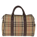 Luxury BurberrySs Nova Check Boston Bag Canvas Beige Auth bs14694