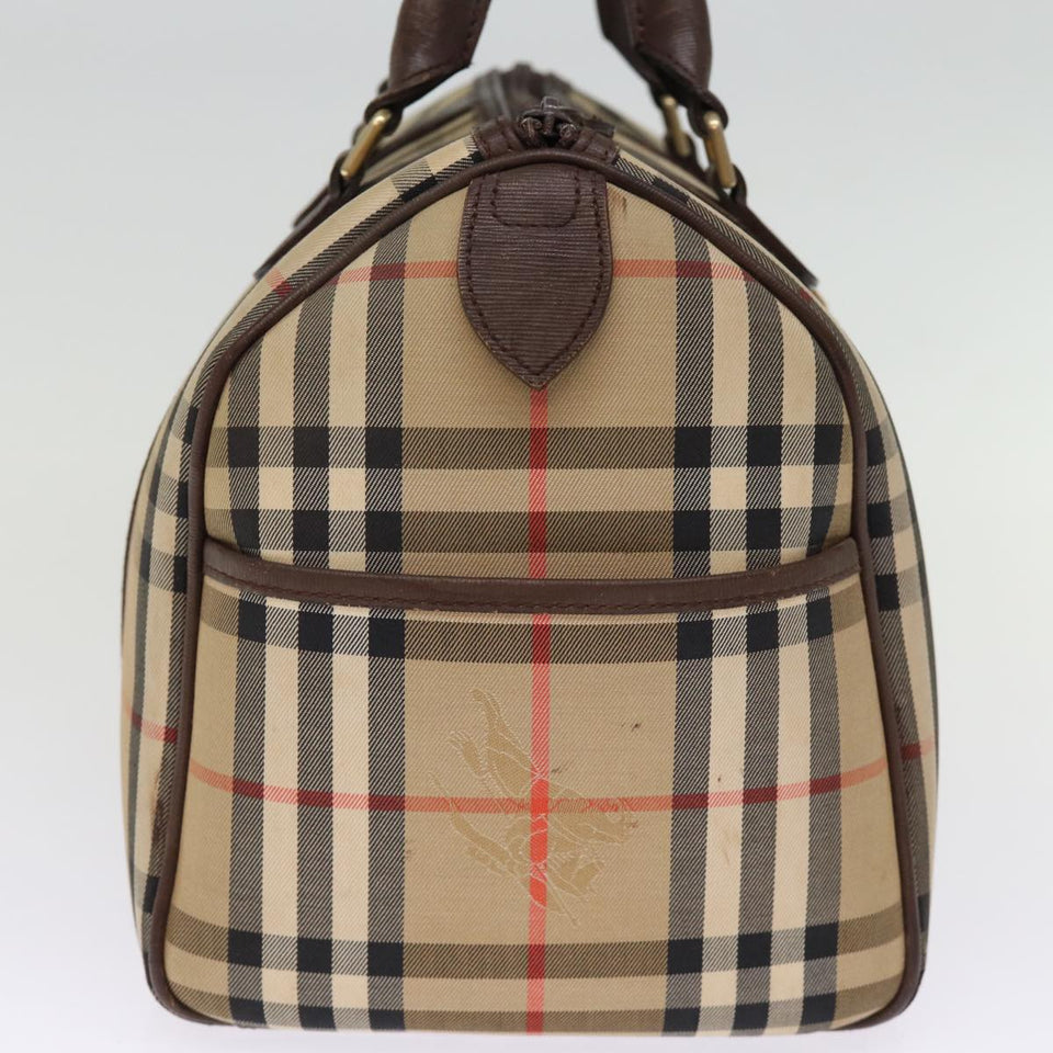 Luxury BurberrySs Nova Check Boston Bag Canvas Beige Auth bs14694
