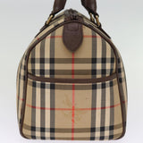 Luxury BurberrySs Nova Check Boston Bag Canvas Beige Auth bs14694