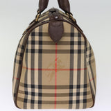 Luxury BurberrySs Nova Check Boston Bag Canvas Beige Auth bs14694