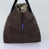 Luxury BurberrySs Nova Check Blue Label Tote Bag Nylon Beige Brown Auth bs14770