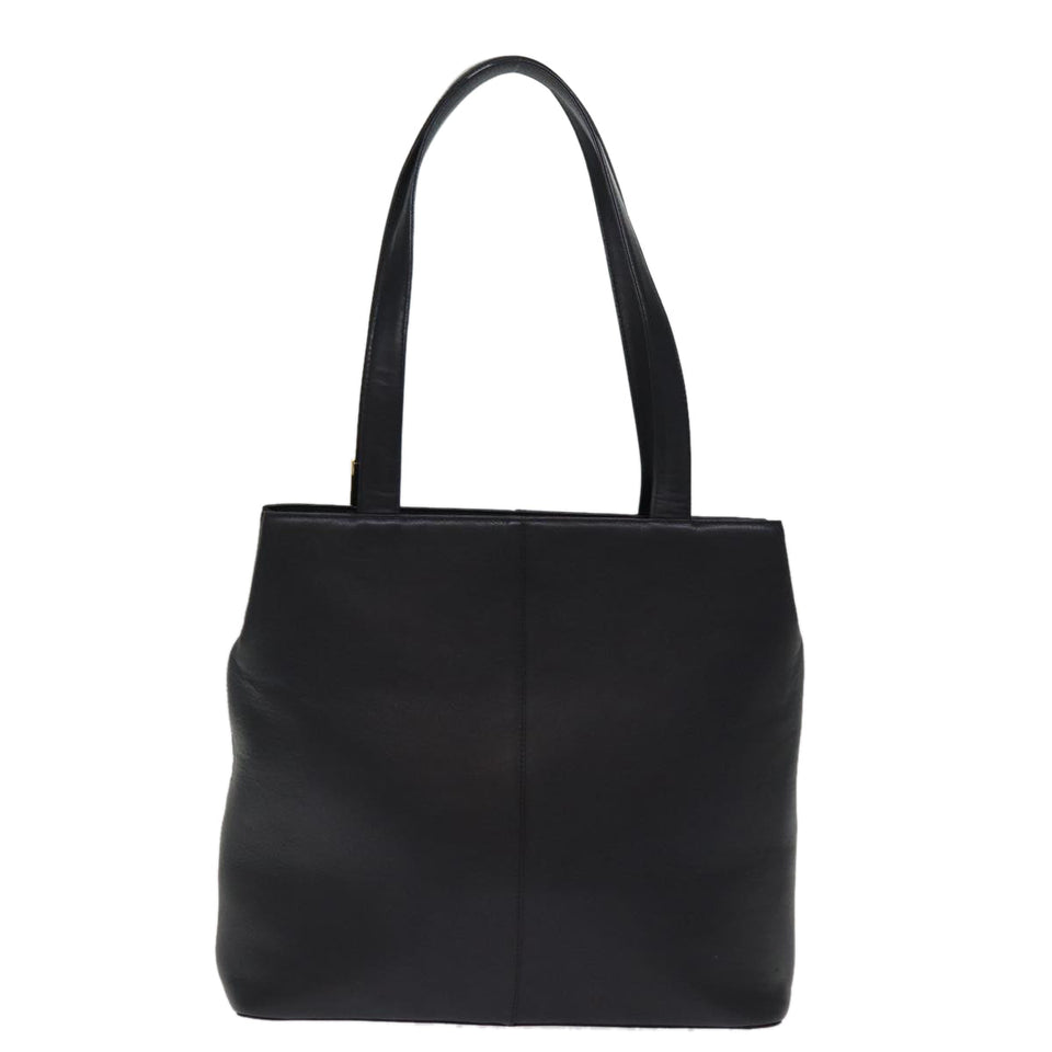 Luxury Burberry Shoulder Bag Leather Black Auth bs14825