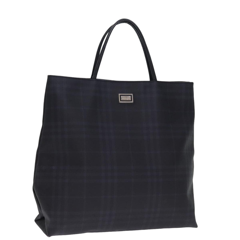 Luxury Burberry Nova Check Hand Bag Coated Canvas Black Auth bs14826