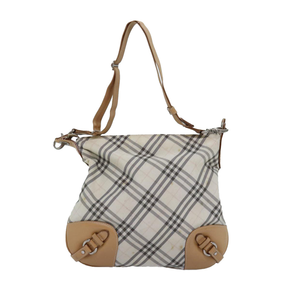 Luxury Burberry Nova Check Shoulder Bag Nylon Beige Auth bs14832